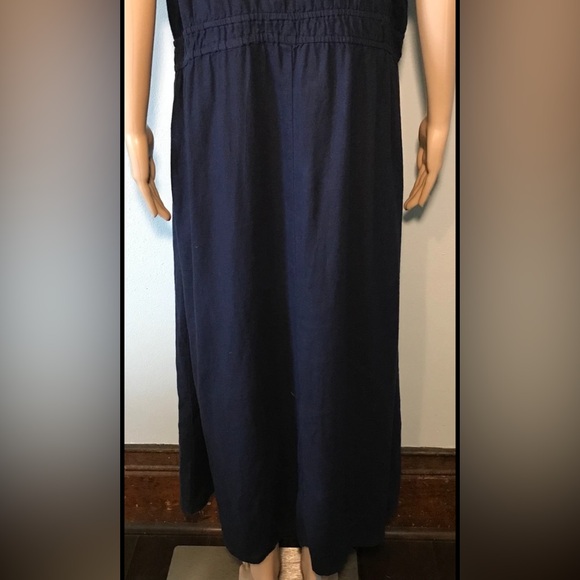 Unbranded Women's Dress Size 2X Navy Blue Button Up Cap Sleeve Linen Blend Maxi - Picture 6 of 10